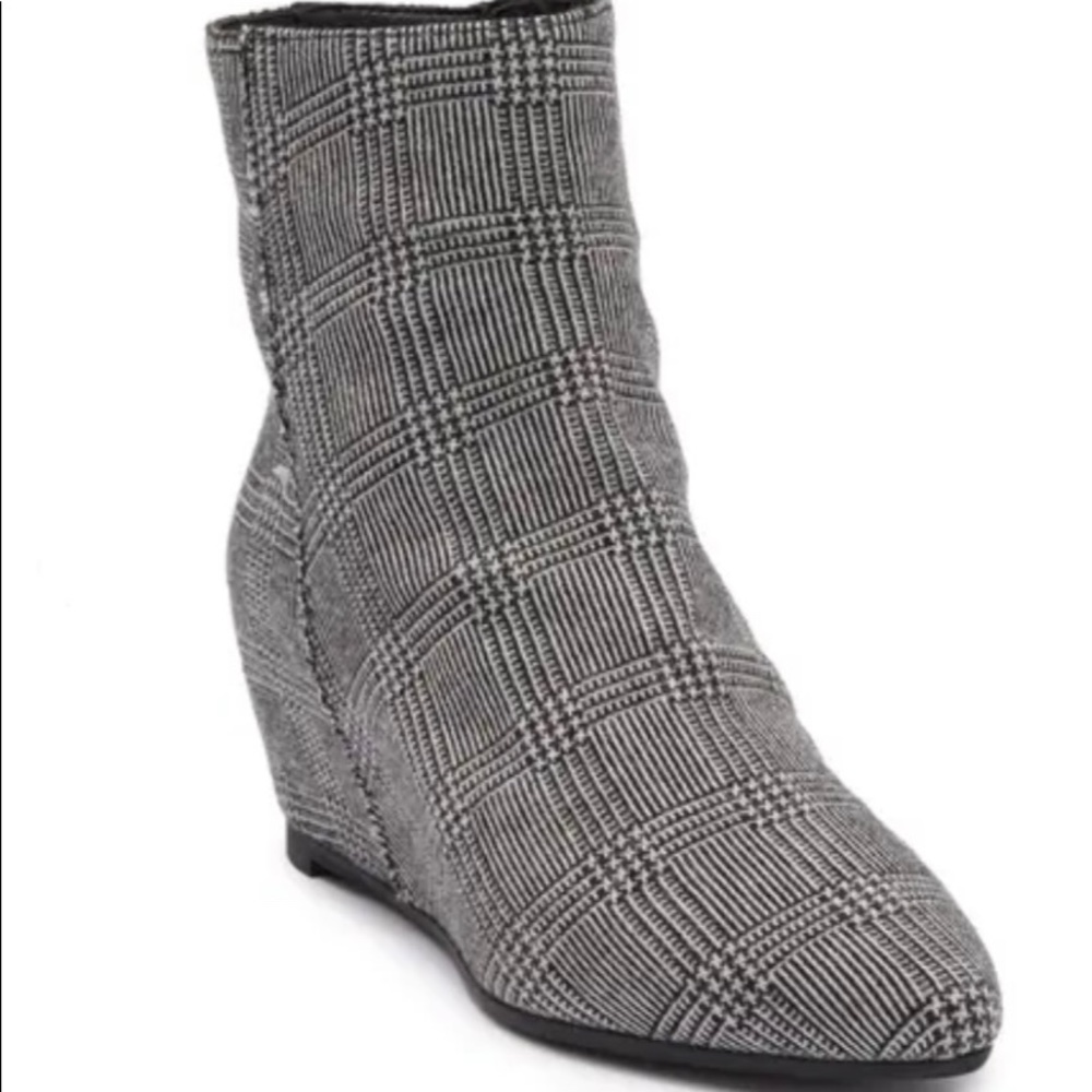 Aquatalia Plaid Wedge Booties